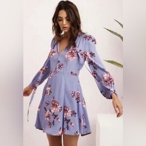 ASTR The Label Lilac Purple Floral "Kate" Cottage Granny Peasant Midi Dress XS